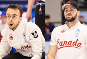 Owen Purcell (left) and Adam McEachren, who led Canada to a bronze-medal win at last year's world junior curling championships in Sweden, are together again at the FISU Winter World University Games in New York. - U SPORTS