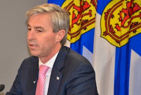 Premier Tim Houston speaks with media at One Government Place in Halifax after a cabinet meeting on Thursday, Jan. 19, 2023. - Francis Campbell