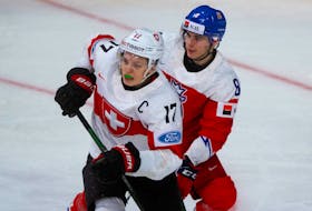 Halifax Mooseheads captain Atillio Biasca (Switzerland) and defenceman David Moravec (Czechia) play for their respective teams in a World Juniors quarterfinal in Halifax on Monday, January 2, 2023.
Ryan Taplin - The Chronicle Herald