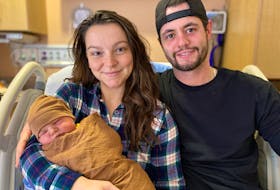 Elizabeth Arsenault, left, and Matt Oram welcomed Gibson George Oram into the world on Jan. 1 at 7:01 a.m. at the Prince County Hospital in Summerside. Gibson was the first baby born in P.E.I. on New Year’s Day. Kristin Gardiner • SaltWire Network