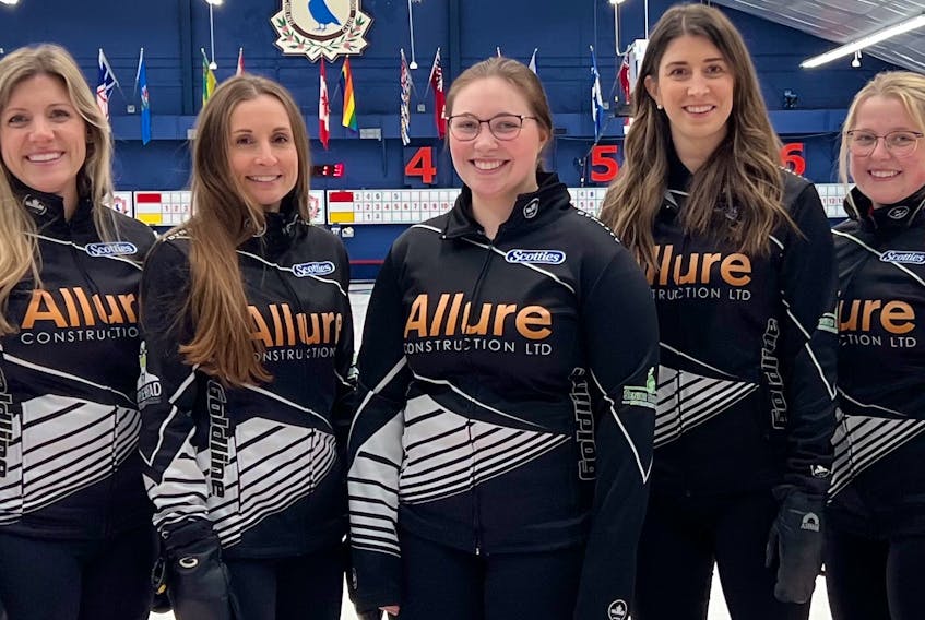 Team Murphy enters the 2023 Nova Scotia Scotties curling championship, being held   next week at New Glasgow's Bluenose Curling Club, as one of the favourites. From left are skip Sarah Murphy, third Erin Carmody, second Kate Callaghan, lead Jenn Mitchell and fifth Taylour Stevens. - Contributed