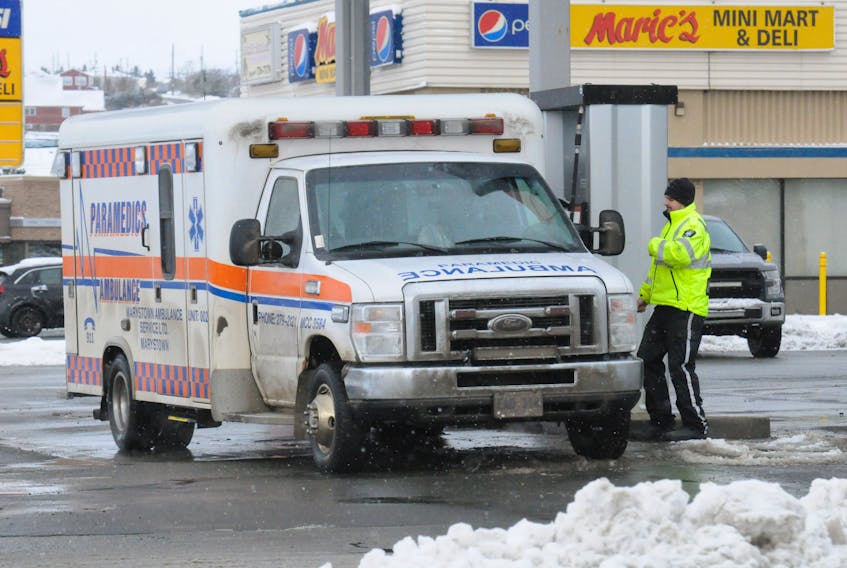 An ambulance from the Burin Peninsula is pictured in St. John's recently. Emergency medical responders and dispatchers at seven privately run rural ambulance services went on strike at noon on Friday, Jan. 20. Joe Gibbons/The Telegram/SaltWire Network