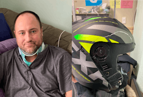 Alan MacDonald has a few months of recovery ahead of him after suffering injuries to vertebra in his neck and back in a snowmobile accident on Jan. 8. The Massey Drive man is thankful to the members of the Bay of Islands Search and Rescue and other snowmobilers who helped him and took care of him that day. His helmet did just what it was supposed to do when he was thrown from his snowmobile on Jan. 8. It took the brunt of the force most likely aiding in saving his life.