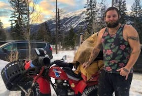 Pictou County native Matthew Webb has crossed the prairies and continues heading East on his 1984 Honda Big Red. As of Sunday he was in Starbuck, Manitoba.
