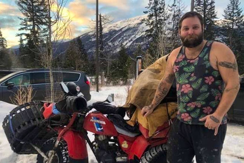 Pictou County native Matthew Webb has crossed the prairies and continues heading East on his 1984 Honda Big Red. As of Sunday he was in Starbuck, Manitoba.