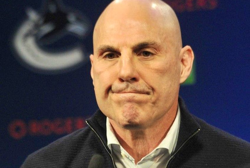  New Canucks head coach Rick Tocchet at Sunday’s news conference where his hiring was announced.