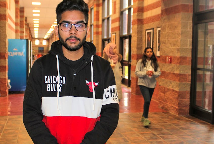 Chandan Gupta, second year student at CBU. "If I don't get to go to my classes, I won't get clear instruction and that could affect my studies." NICOLE SULLIVAN/CAPE BRETON POST