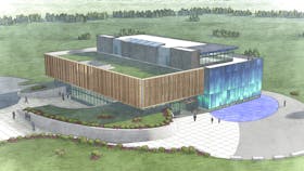 A rendering of the Launch Control Centre at Spaceport Nova Scotia.
Martime Launch proposed Space launch site near Canso, Nova Scotia will house this building on site. 
Maritime Launch has satisfied the conditions related to construction of Spaceport Nova Scotia within the Environmental Assessment approval granted in 2019. The launch facility will be built on crown land in accordance with a 20-year lease of approximately 335 acres near the rural communities of Canso, Little Dover and Hazel Hill, Nova Scotia. The lease includes an option for a 20-year renewal based on compliance with terms and conditions.