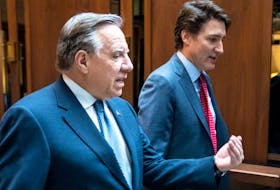 Prime Minister Justin Trudeau is wagering that he can take on Quebec Premier Francois Legault, left, at the Supreme Court of Canada, while maintaining the Liberal seat count in the province.