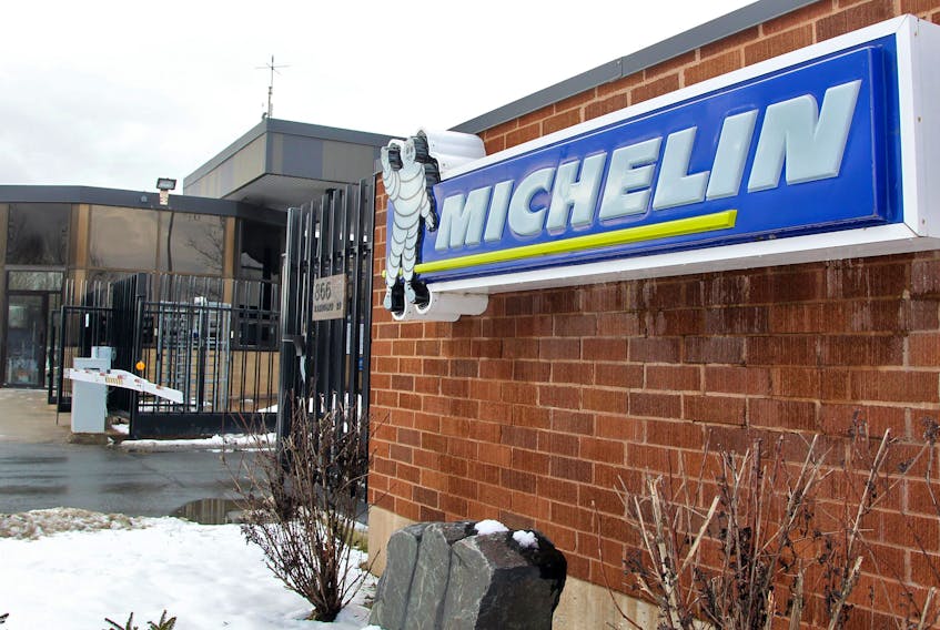 FOR DELANEY STORY:
The visitors entrance to the Michelin tire plant is seen in Waterville, NS Thursday January 17, 2012. Michelin Canada and the provincial government announced that they will invest $73 million in the Waterville truck tire plant creating 50 new jobs in the Annapolis Valley. 

TIM KROCHAK/ Staff