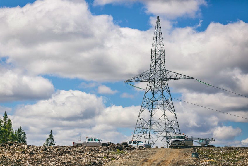 Transmission towers and lines that are part of the Labrador-Island-Link that brings Muskrat Falls power in Labrador to the island portion of the province. File photo