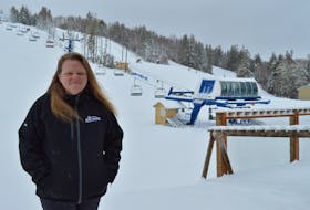 Erin Curley, acting superintendent of ski operations of the Mark Arendz Provincial Ski Park at Brookvale, stands outside the ski lodge at the park on Jan. 23. Allison Jenkins • The Guardian