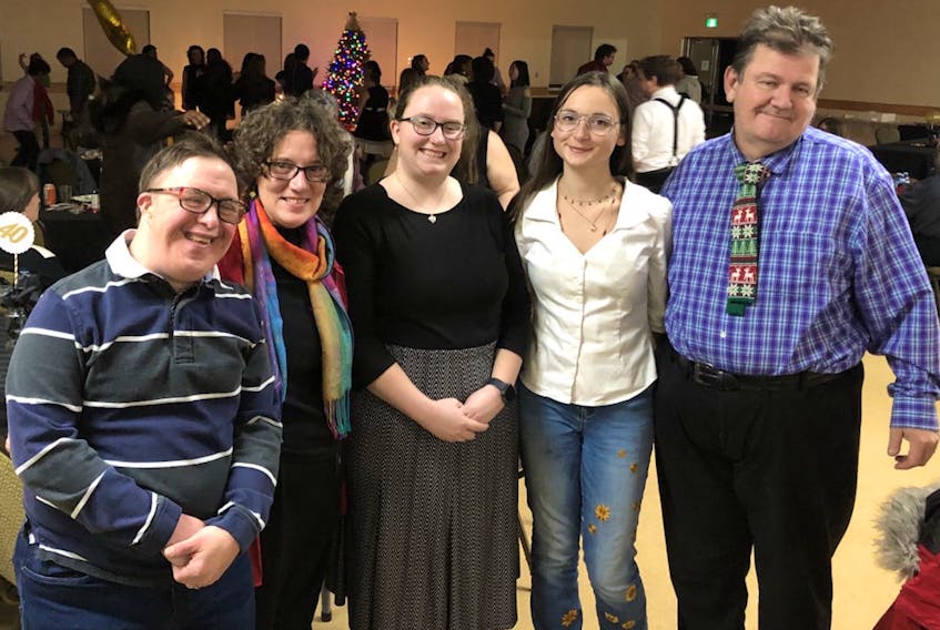 L’Arche Antigonish is a non-profit organization that focuses on developing programs for people who have intellectual disabilities. From left, Matther, community leader and director Beth Wolters, Emma, Louise and Angus during an L'Arche Homefires 40th anniversary celebration. BETH WOLTERS