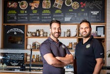 Brothers and co-owners of Mezza Lebanese Kitchen restaurants, Peter Nahas (left) and Tony Nahas.