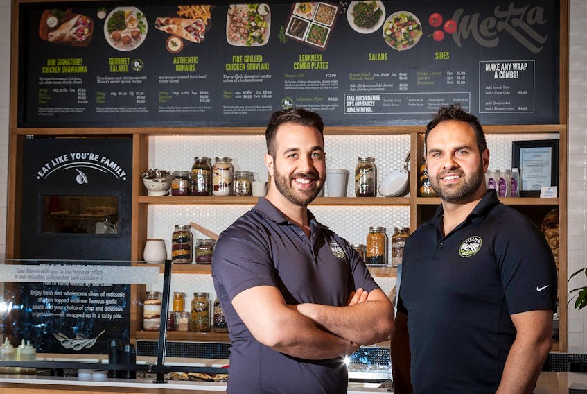 Brothers and co-owners of Mezza Lebanese Kitchen restaurants, Peter Nahas (left) and Tony Nahas.