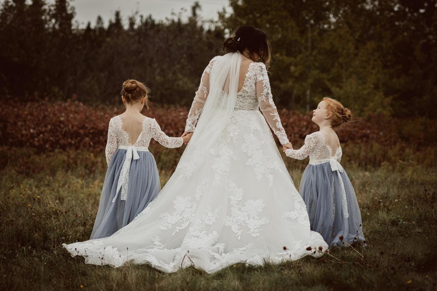 Bride and daughter matching wedding outlet dresses