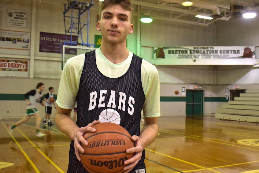 Loghan LeBlanc of the Breton Education Centre Bears is third in team scoring and is average 11.9 points per game in the Cape Breton High School Basketball League. The New Waterford product has dreamed of playing in the New Waterford Coal Bowl Classic since he was a kid. JEREMY FRASER/CAPE BRETON POST