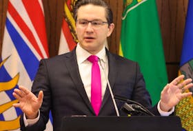 Conservative Party leader Pierre Poilievre speaks at a caucus meeting on Parliament Hill in Ottawa, Ontario, Canada, January 27, 2023.