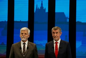 FILE PHOTO: Czech presidential candidates Petr Pavel (L) and Andrej Babis attend a televised debate ahead of the election run-off, in Prague, Czech Republic, January 25, 2023. REUTERS/David W Cerny/File Photo  Czech presidential candidates Petr Pavel, left, and Andrej Babiš attend a televised debate ahead of the election run-off in Prague, Czech Republic on Jan. 25. Pavel proved victorious in the subsequent voting, ousting Babiš by a margin of 57.3 per cent to 42.7 per cent of the ballots cast. REUTERS/David W Cerny