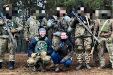 Ukrainian journalist Olga Khudetska (right), who now provides tactical medical training to Ukrainian troops, raised concerns about equipment donated by Mriya Aid.