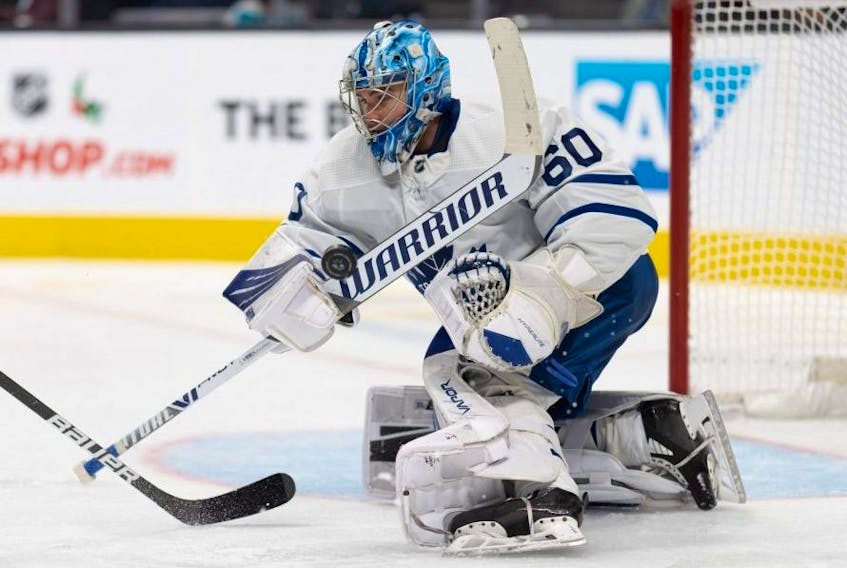 Toronto Maple Leafs goaltender Joseph Woll will be backing up Ilya Samsonov this Wednesday against Boston.  USA TODAY SPORTS