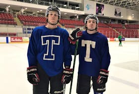 Forwards Merle Putnam (left) and Sam Archibald helped the Truro Bearcats record 18 wins during the first half of the Maritime Junior Hockey League season. Richard MacKenzie