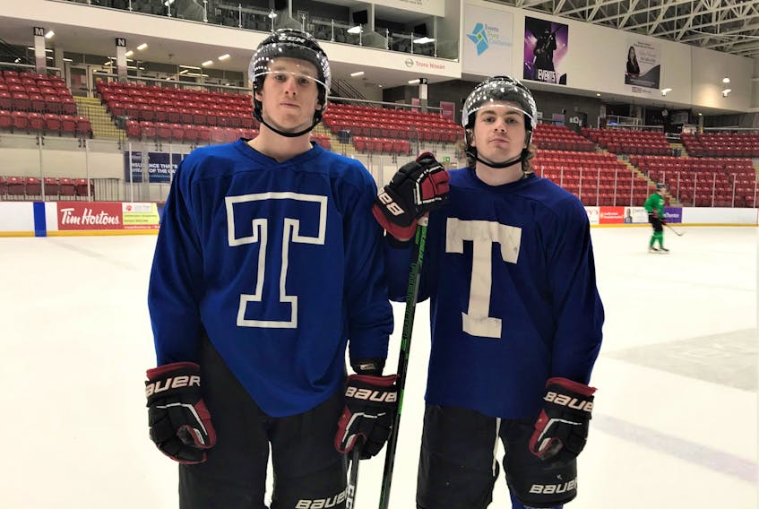 Forwards Merle Putnam (left) and Sam Archibald helped the Truro Bearcats record 18 wins during the first half of the Maritime Junior Hockey League season. Richard MacKenzie