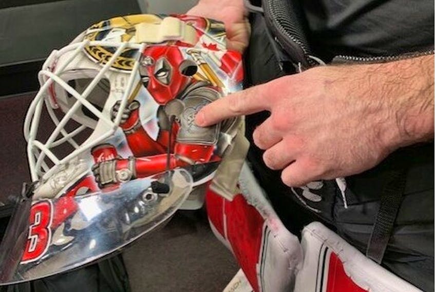 Ottawa Senators Cam Talbot's mask. 