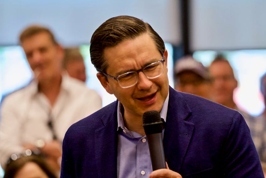 Pierre Poilievre, an Ottawa-area MP and newly elected leader for the federal Conservative party, speaks to supporters in Dartmouth on Saturday, Aug. 20, 2022. - John McPhee