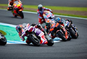 MOTEGI, Japan (Reuters) - The Japanese Grand Prix was red-flagged halfway through the race on Sunday due to torrential rain that made conditions treacherous for the riders. Pramac Racing's Jorge