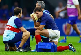 (Reuters) - Antoine Dupont trained on Sunday, a day after returning to the France World Cup squad following surgery on a broken cheekbone as the scrumhalf steps up his bid to take part in the