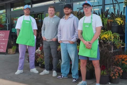 Toronto Maple Leafs' (from left) Auston Matthews, Morgan Rielly, William Nylander and Mitch Marner took part in a prank video with Sobeys.