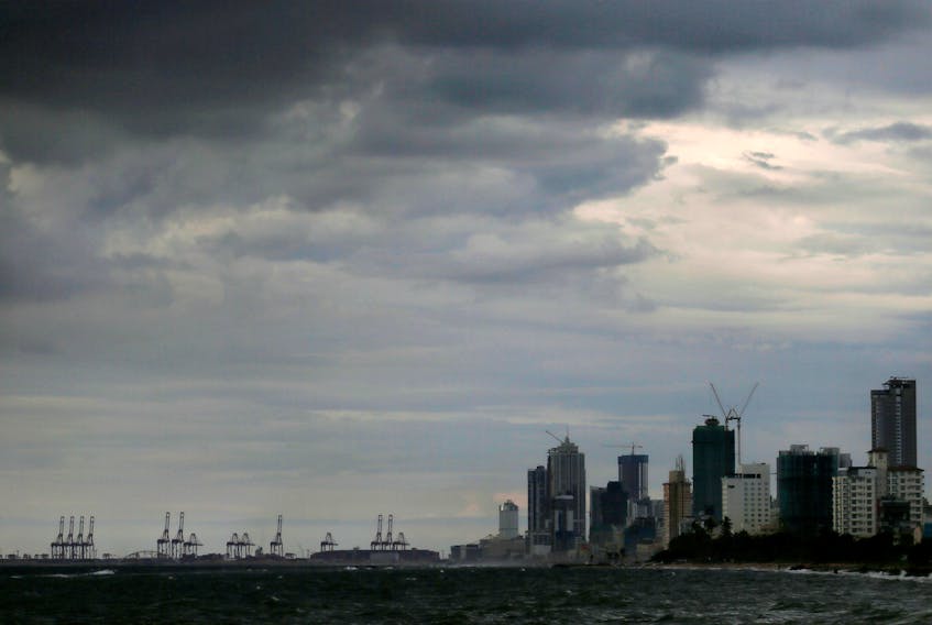 FILE PHOTO: A general view of the main business district as rain clouds gather above in Colombo, Sri Lanka, November 17, 2020. REUTERS/Dinuka Liyanawatte/File photo