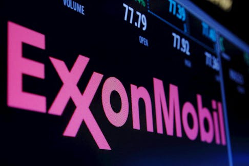 FILE PHOTO: The Exxon logo is displayed agove the floor of the New York Stock Exchange (NYSE) shortly after the opening bell in New York December 21, 2015. REUTERS/Lucas Jackson/File Photo