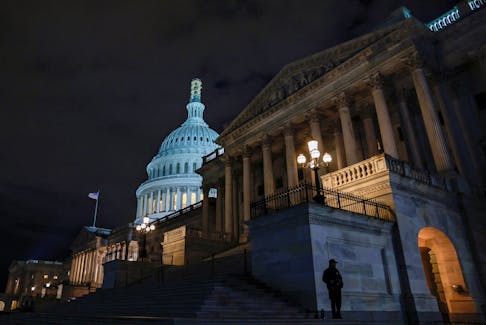 The U.S. Capitol is seen at night as Republicans work towards electing a new Speaker of the House, on Capitol Hill in Washington, U.S., October 9, 2023. REUTERS/Evelyn Hockstein/File Photo