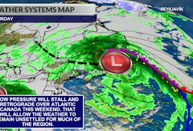Rain will be more widespread over the eastern half of the Maritime provinces along with Newfoundland this weekend.