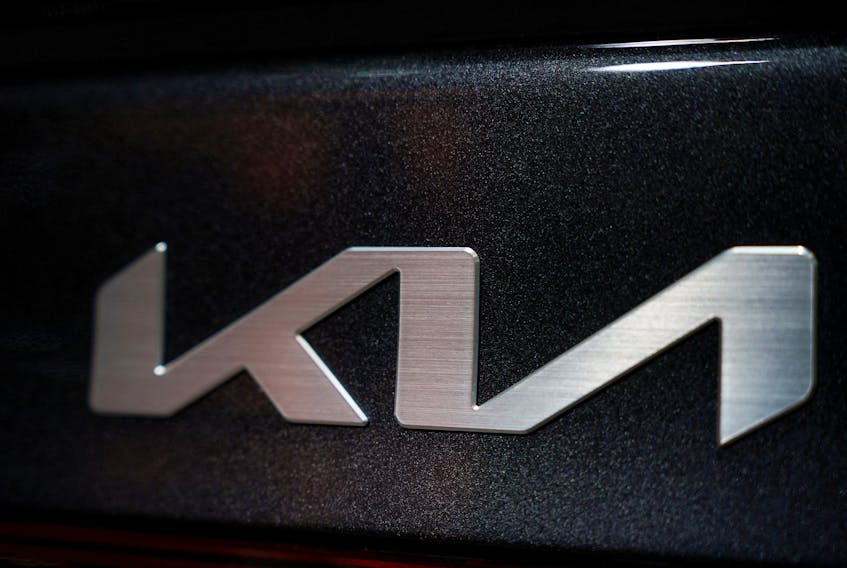 FILE PHOTO: A KIA logo is seen during the New York International Auto Show, in Manhattan, New York City, U.S., April 5, 2023. REUTERS/David 'Dee' Delgado/File Photo