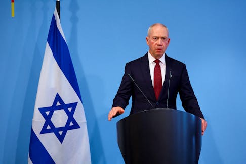 Israeli Defence Minister Yoav Gallant attends a joint press conference with German Defence Minister Boris Pistorius (not pictured) in Berlin, Germany, September 28, 2023. REUTERS/Fabrizio Bensch/File Photo