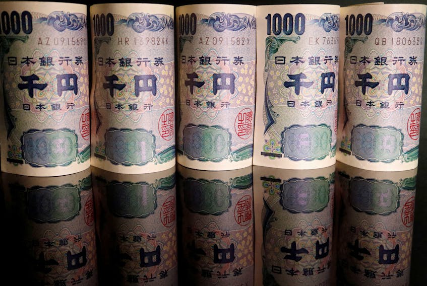 FILE PHOTO: Banknotes of Japanese yen are seen in this illustration picture taken September 23, 2022. REUTERS/Florence Lo/Illustration/File Photo