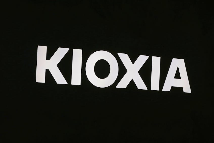 Japanese chipmaker Kioxia's logo is displayed at its headquarters in Tokyo, Japan, September 30, 2021.