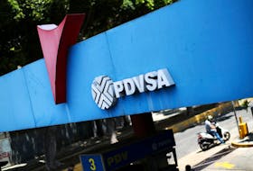 A state oil company PDVSA's logo is seen at a gas station in Caracas, Venezuela May 17, 2019.