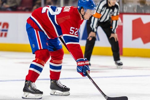 Canadiens defenceman Justin Barron is one of 28 players left at training camp.