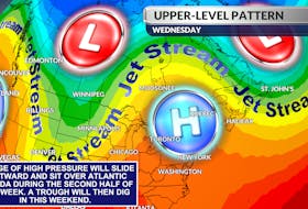 A large ridge in the jet stream will slide eastward and sit over the region mid-to-late week.