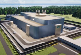 A rendering of the proposed ARC-100 modular reactor facility at Point Lepreau.