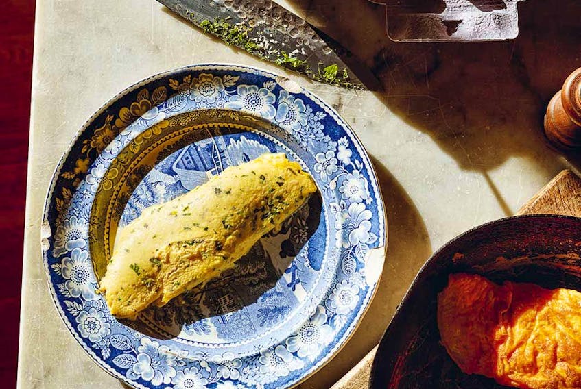  This soft-centred lemon omelette uses a technique Bee Wilson learned from watching a Jacques Pépin video. “When you see him doing it, you’re slightly goggle-eyed at first because you think, ‘This goes against everything I’ve been taught about omelette making.’ Because he’s taking a fork, and he’s furiously whisking underneath it, and then turning it over, and yet it miraculously turns into this pillowy thing.”