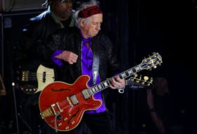 Member of the Rolling Stones Keith Richards performs during a private record release party of their new album "Hackney Diamonds" in New York City, U.S., October 19, 2023.