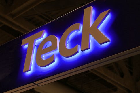 The logo for Canadian mining company Teck Resources Limited is displayed above their booth at the Prospectors and Developers Association of Canada (PDAC) annual conference in Toronto, Ontario, Canada March 7, 2023.
