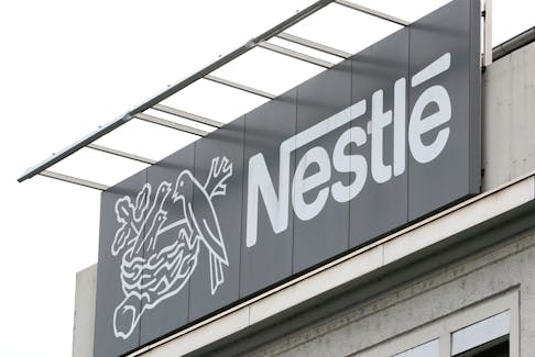 Nestle's logo is seen at a plant in Konolfingen, Switzerland, Sept. 28, 2020.