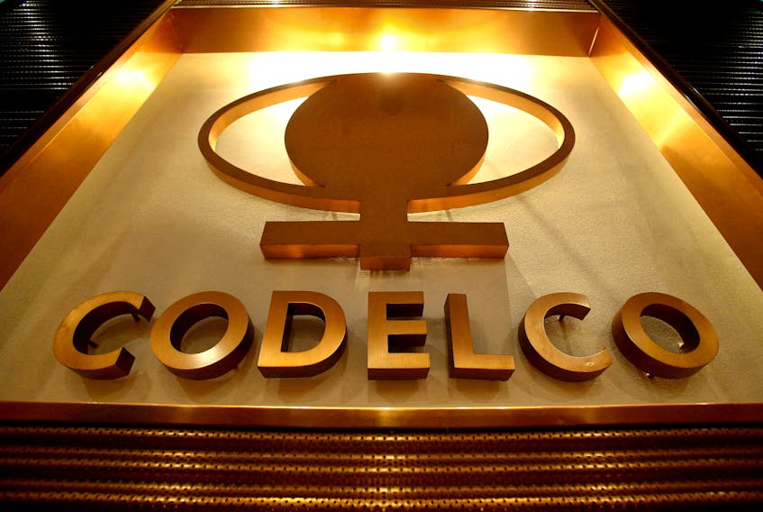 The logo of Codelco, the world's largest copper producer, is seen at their headquarters in downtown Santiago, Chile March 29, 2018.