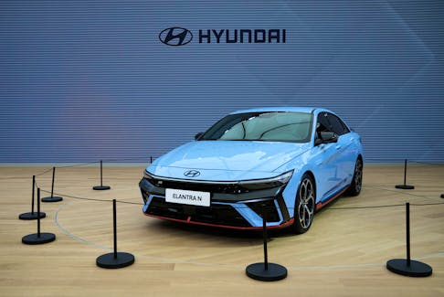 A Hyundai Elantra N is displayed at the Auto Shanghai show, in Shanghai, China April 18, 2023.